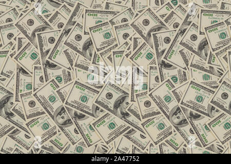flat seamless texture and background of real one hundred united states of america dollar banknotes Stock Photo