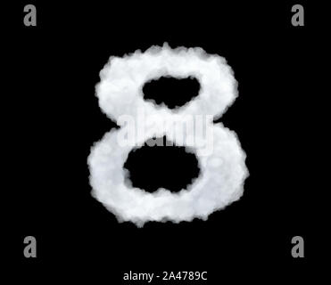 3d rendering of a cloud shaped as number 8 isolated on black background. Arabe numerals. Dates and numbers. Signs and symbols. Stock Photo