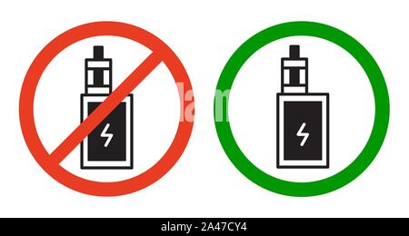 No vaping sign. Vaping area sign. Electronic cigarette icon. Isolated vector illustration on white background. Stock Vector