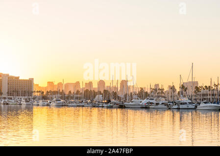 View from Spanish Landing Park. San Diego, California, USA. San Diego Skyline in the background. Stock Photo