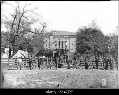 Federal soldiers at Appomattox McLean house. Stock Photo