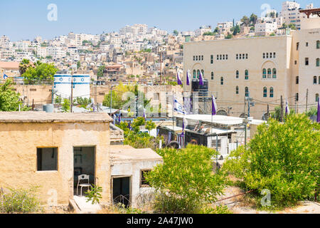 View of Hebron a Palestinian city in the southern West Bank, south of Jerusalem. Nestled in the Judaean Mountains Stock Photo