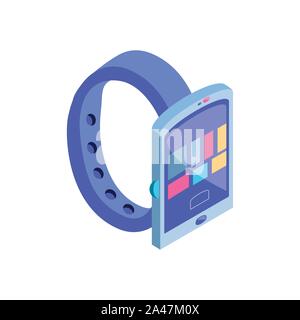 smart watch with apps icons in white background vector illustration design Stock Vector