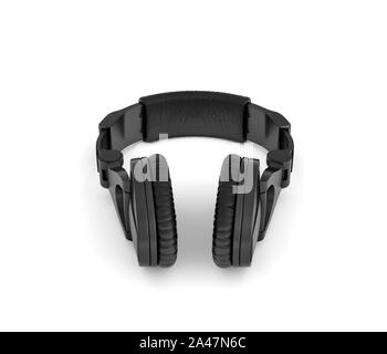 3d rendering of jet black wireless headphones with over-the-ear design  lying on white background. Music fan. Listen to beat. Audio tech Stock  Photo - Alamy