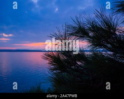 Seaside evening dusk idyllic romantic sea scenery serene serenity scenic Crikvenica in Croatia Europe Stock Photo