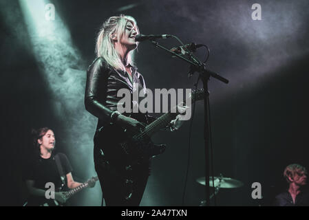 OFFICINE GRANDI RIPARAZIONI, TORINO, ITALY - 2019/10/12: Laura-Mary Carter of the British rock band Blood Red Shoes performs live in Torino, opening for Pixies. Stock Photo