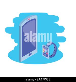 smartphone screen with smart watch vector illustration design Stock Vector