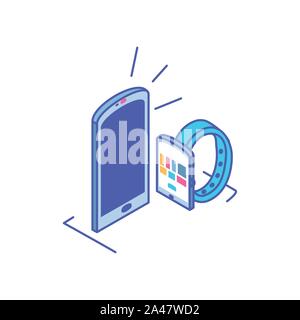 smartphone screen with smart watch vector illustration design Stock Vector