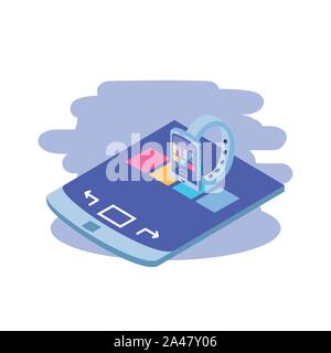 smartphone screen with smart watch vector illustration design Stock Vector
