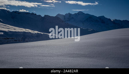 View of Europe's highest mountain - Mont Blanc from Grand Massif, Flaine, France Stock Photo