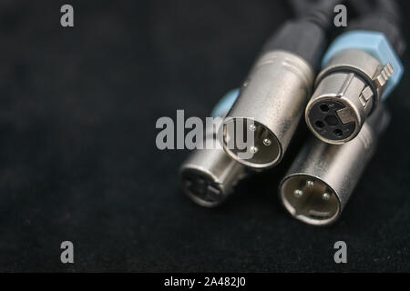 Close-up of xlr or canon-type connectors for balanced audio connections Stock Photo