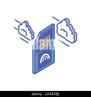 micro sd card with with cloud information vector illustration design Stock Vector