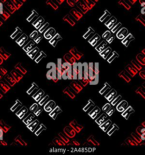 Halloween Decoration Seamless Pattern with Treat and Trick Diagonal Sign Isolated on Black Background Stock Vector