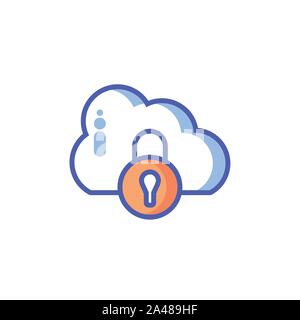 cloud information lock in white background vector illustration design Stock Vector