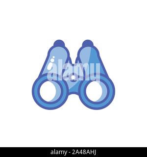 blue binocular, discovery in white background vector illustration design Stock Vector
