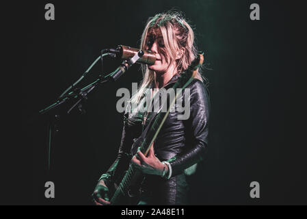 Torino, Italy. 12th Oct, 2019. Laura-Mary Carter of the British rock band Blood Red Shoes performs live in Torino, opening for Pixies. (Photo by Alessandro Bosio/Pacific Press) Credit: Pacific Press Agency/Alamy Live News Stock Photo