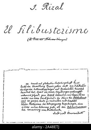 First page of El filibusterismo manuscript. Stock Photo