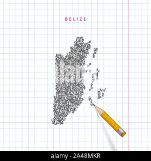 Belize - pencil scribble sketch silhouette map of country area with ...