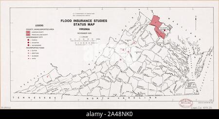 Flood insurance studies status map, Virginia - November 1979 Stock Photo