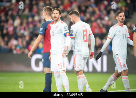 Oslo, Norway. 12th Oct, 2019. Sergio Ramos (15) of Spain seen during the EURO 2020 qualifier match between Norway and Spain at Ullevaal Stadion in Oslo. (Photo Credit: Gonzales Photo/Alamy Live News Stock Photo