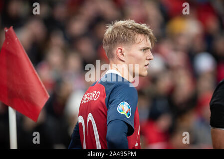 Oslo, Norway. 12th Oct, 2019. Martin Ødegaard (20) of Norway seen during the EURO 2020 qualifier match between Norway and Spain at Ullevaal Stadion in Oslo. (Photo Credit: Gonzales Photo/Alamy Live News Stock Photo