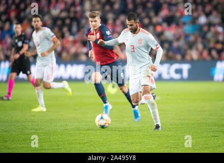 Oslo, Norway. 12th Oct, 2019. Raul Albiol (3) of Spain seen during the EURO 2020 qualifier match between Norway and Spain at Ullevaal Stadion in Oslo. (Photo Credit: Gonzales Photo/Alamy Live News Stock Photo