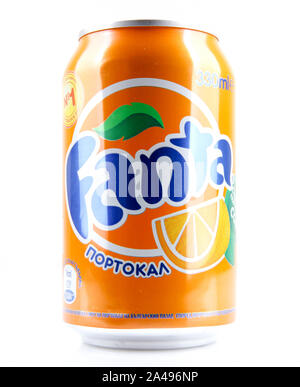 AYTOS, BULGARIA - JANUARY 23, 2014: Global brand of fruit-flavored carbonated soft drinks created by The Coca-Cola Company. Stock Photo