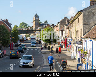 Traffic on main street in town centre of Hungerford, Berkshire, England, UK Stock Photo