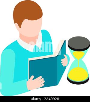 Exam preparation icon, isometric style Stock Vector