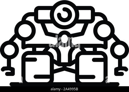 Super space robot icon, outline style Stock Vector