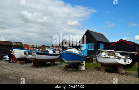 Boats beside the Blyth River in Southwold, Suffolk, UK Stock Photo