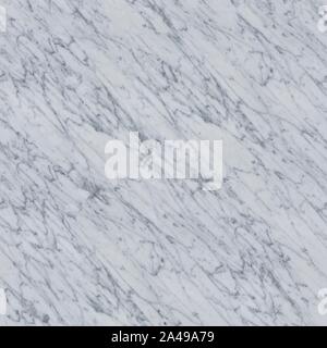 White marble texture with pattern and light blue tone. Seamless square background, tile ready. Stock Photo