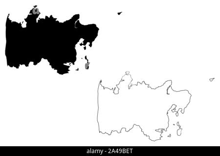 Aarhus City (Kingdom of Denmark) map vector illustration, scribble ...