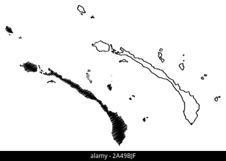 New Ireland Province (Independent State of Papua New Guinea, PNG, Provinces of Papua New Guinea) map vector illustration, scribble sketch New Mecklenb Stock Vector