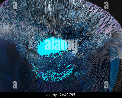Abstract background with glass and glowing core. 3D renering Stock Photo