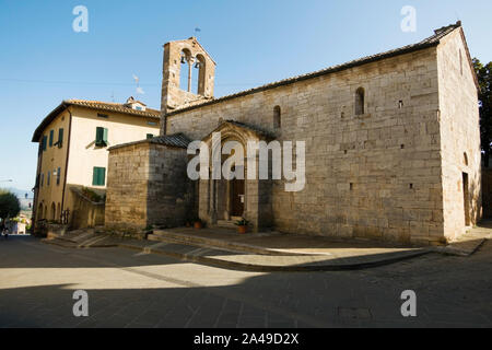 San Quirico d'Orcia, Siena / Italy-September 20 2018: Church of Santa Maria Assunta Stock Photo