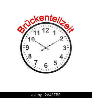 3D Illustration of working hours concept with german word 'Brückenteilzeit' isolated on white background Stock Photo