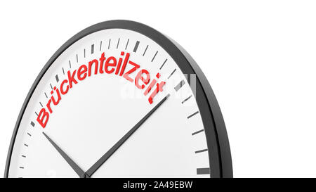 3D Illustration of working hours concept with german word 'Brückenteilzeit' isolated on white background Stock Photo