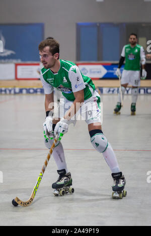 CALAFELL, BARCELONA, SPAIN - OCTOBER 12, 2019. Spanish OK League match between CP Calafell and Deportivo Liceo. Marc Grau Tallada in action Stock Photo