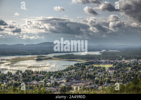 Tonemapped view on the town of Mala in Northern Sweden. Stock Photo