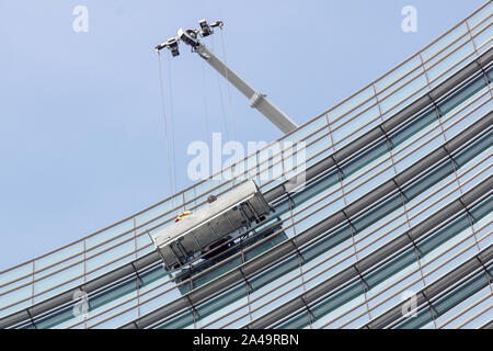 Facade cleaning elevator for big buildings Stock Photo