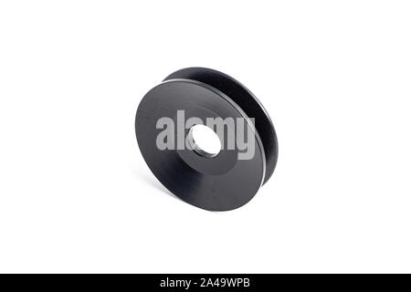 Pulley for alternator with 1 grooves on isolated white background. Automotive electrical parts. Stock Photo