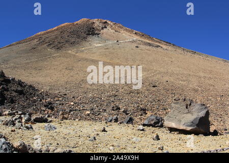 summit,  switchbacks, Cable Car level, Mount Teide volcano, National Park, Tenerife, Canary Islands, Spain, 2019 Stock Photo