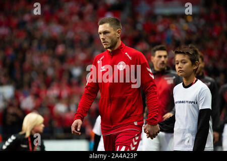 Copenhagen, Denmark. 12th Oct, 2019. Denmark, Copenhagen. 12th, October 2019. Henrik Dalsgaard of Denmark enters the pitch for the EURO 2020 qualifier match between Denmark and Switzerland at Telia Parken in Copenhagen. (Photo Credit: Gonzales Photo/Alamy Live News Stock Photo