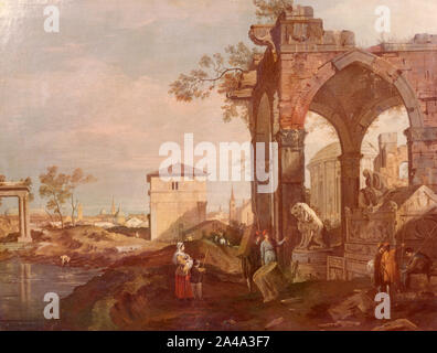 Capriccio with Motifs from Padua, painting by Italian artist Giovanni Antonio Canal, AKA Canaletto, 1960s Stock Photo