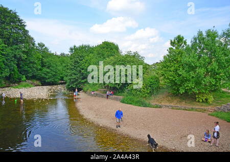 People by the River Eden, Kirby Stephen 2, Cumbria Stock Photo