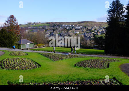 Winter walk in the park, Haworth, Yorkshire Stock Photo