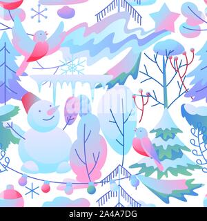 Seamless pattern with winter items. Stock Vector
