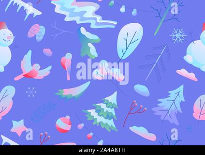 Seamless pattern with winter items. Stock Vector