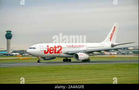 Jet2 Airbus A330-200 rolling for take off at Manchester airport Stock Photo